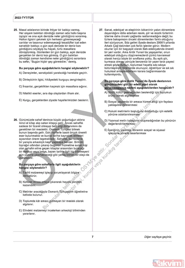 YKS TYT FUL A-B-C-D kitapçığı soru ve cevap anahtarı! 2022 YKS TYT SORU VE CEVAPLARI PDF İNDİR! osym.gov.tr YKS TYT Türkçe, Sosyal Bilimler, Matematik, Fen, Coğrafya, Din cevap anahtarı! - 9