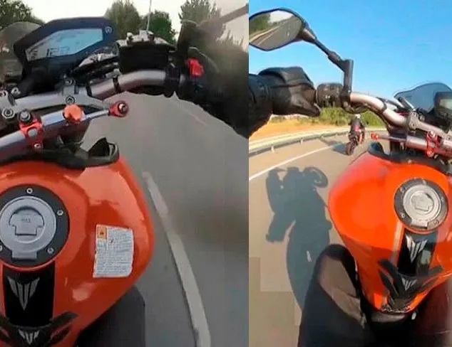 Motosikletli maganda kamerada! Skandal görüntü