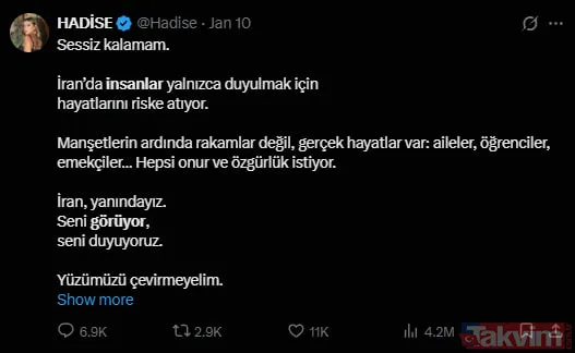 Gazze için çıt çıkarmayanlar İran'daki ateşe benzin döktü! Hadise ve Gülben Ergen İsrail destekli kaosa arka çıktı - 4