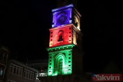 Çanakkale’den Gardaşa anlamlı destek: Saat Kulesi Azerbaycan bayrağı renklerine büründü