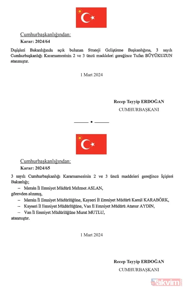 SON DAKİKA I Cumhurbaşkanlığı atama kararları Resmi Gazete'de yayımlandı! 4 ilin emniyet müdürü değişti - 4