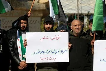 Halep’te terör örgütü PKK/YPG protestosu