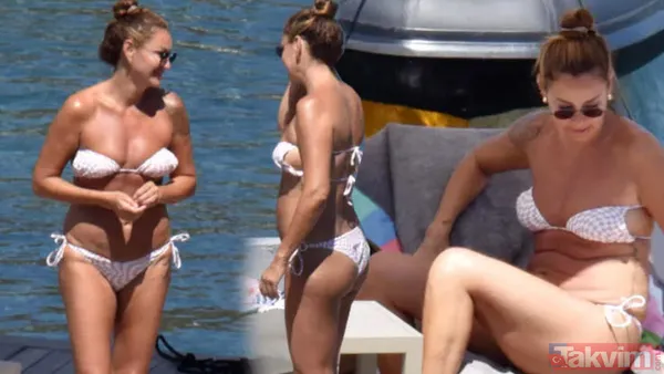 Pınar Altuğ cesur bikinisiyle sere serpe yakalandı gün boyu güneşlendi! Bir ara denize girmek için kalktı 20'likleri çatlattı - 6