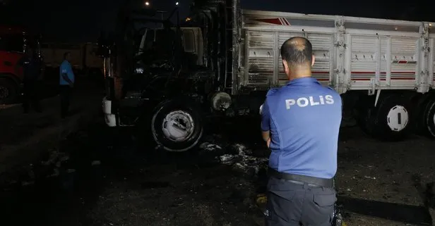 Adana’da park halindeki kamyon yandı