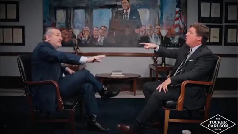 MAGA'nın etkili isimlerinden Charlie Kirk, takipçilerine İsrail-İran çatışmasındaki ABD müdahalesi hakkında bir anket düzenledi; muhafazakar yorumcu Tucker Carlson (sağda) ve Senatör Ted Cruz (R., Teksas), Carlson'ın programında Orta Doğu çatışması hakkında hararetli bir tartışma yaşadı, Fotoğraf WSJ'den alınmıştır