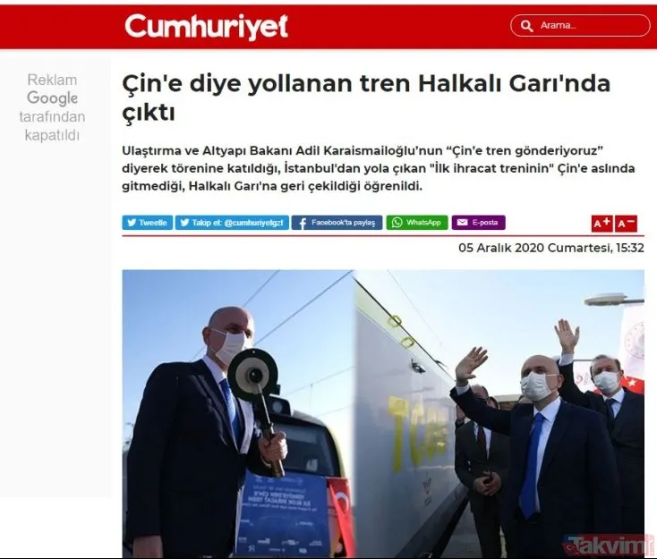 İşte Çin’e giden tren üzerinden algı operasyonu yapan gazeteler! Özür
