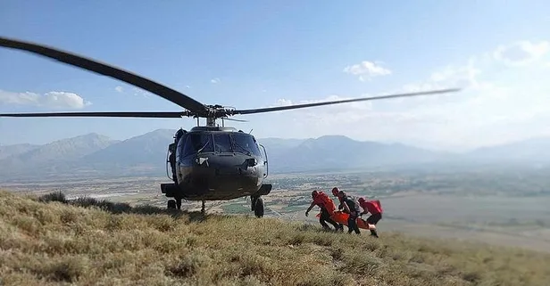Erzincan'da arazide araştırma yaptığı sırada kayalıklardan düşen mühendis helikopterle kurtarıldı