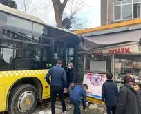 İETT otobüsü Halk Ekmek büfesine çarptı