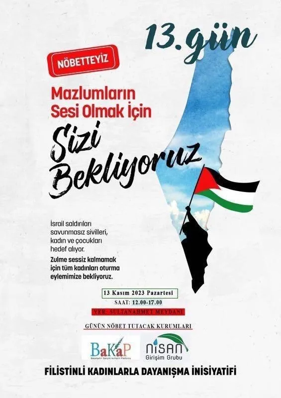 İstanbul'da kadınların Filistin'e destek için başlattığı oturma eylemi 13. gününde: Zulme sessiz kalmayacağız-2