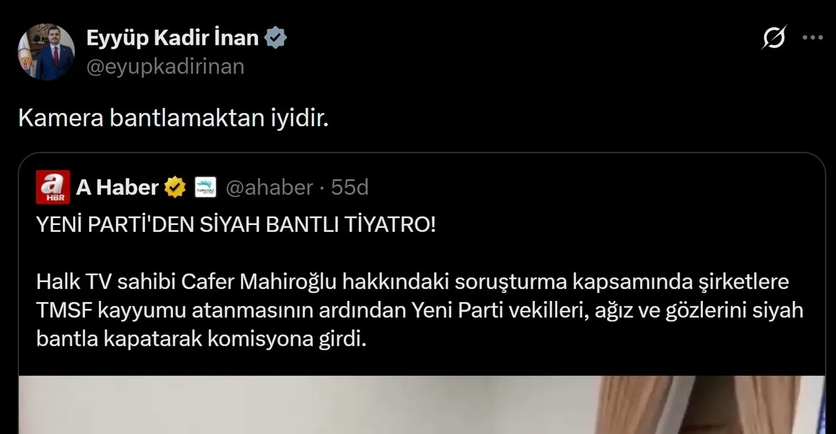 İzmir Milletvekili Eyyüp Kadir İnan'ın paylaşımı (Foto: Sosyal medya)