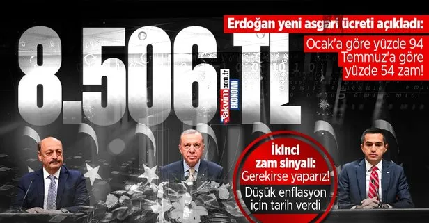 Başkan Erdoğan Külliye’de açıkladı: 2023 yılında asgari ücret 8 bin 506 lira oldu!