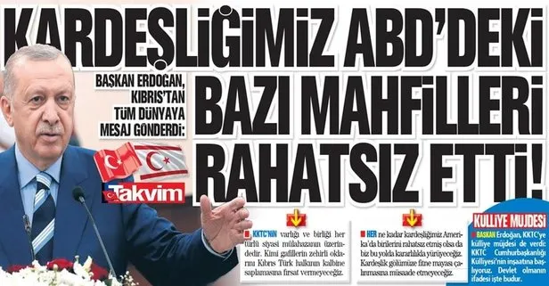 Başkan Recep Tayyip Erdoğan, Kıbrıs Barış Harekatı’nın 47’nci yıl dönümü dolayısıyla KKTC’ye gitti