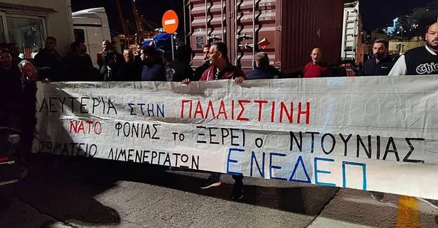 Yunanistan’da işçiler İsrail’e mühimmat gönderilmesini engelledi