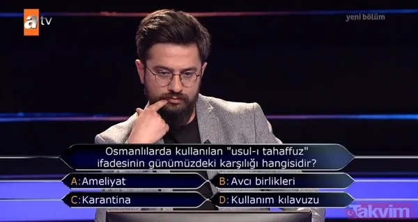 Milyoner'e damga vuran soru! Bakın o kelimenin Osmanlı'daki anlamı neymiş: Usul-ı tahaffuzun günümüzdeki karşılığı... - 3