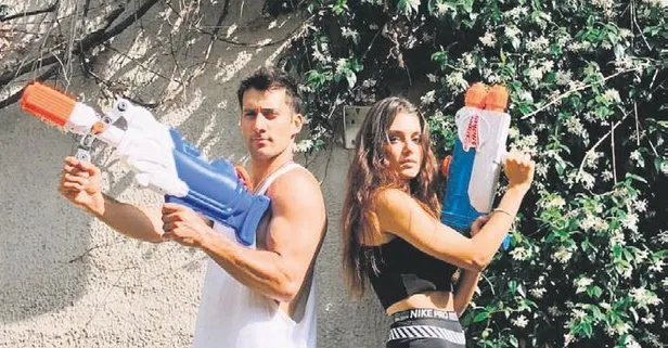 Hande Erçel, eniştesi Caner Yıldırım ile su savaşı yaptı