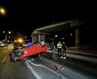 Bursa'da feci kaza! Takla atarak metrelerce sürüklenen otomobilden burnu bile kanamadan çıktı