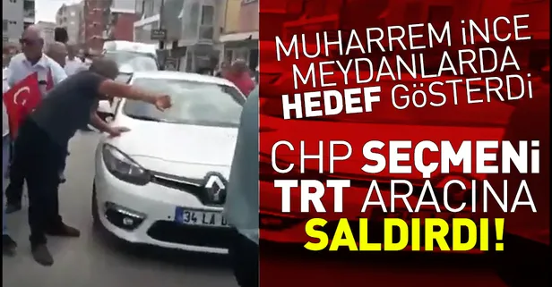 İzmir'de CHP'liler TRT aracına saldırdı