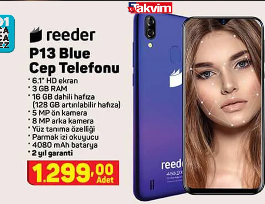 A101’de satılan Reeder P13 akıllı cep telefonu özellikleri!