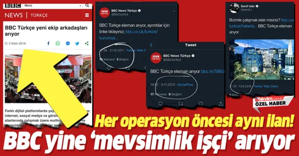 Dış destekli operasyonlar öncesi ilan veren BBC Türkçe yine aynı şeyi yaptı