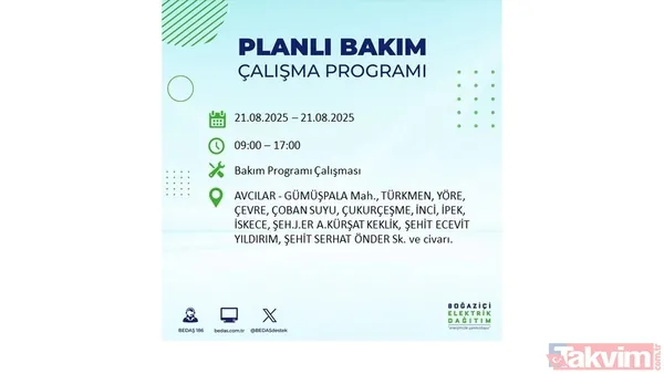 İstanbul'da 23 ilçede elektrik kesintisi! BEDAŞ İLÇE İLÇE listeledi: 21 Ağustos Perşembe günü 8 saat yok - 34