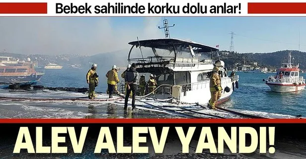 Bebek sahilinde bir tekne alev alev yandı!