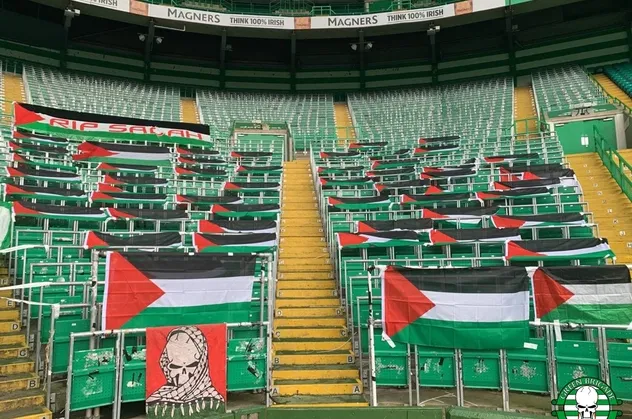 Celtic taraftarları Filistin'e destek oldu! Stadı bayraklarla donattılar