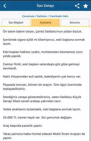 1713757913545.jpeg Gelibolu Belediye Başkanı Ali Kamil Soyuak makam aracını satılığa çıkardı! Verdiği ilanla dikkat çekti: Belediyenin çok borcu var-4