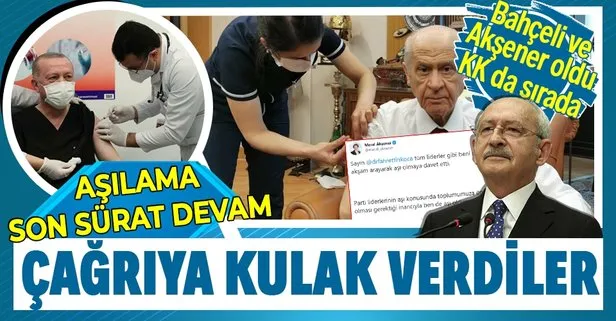 Başkan Erdoğan’dan sonra Devlet Bahçeli ve Meral Akşener de koronavirüs aşısı oldu! Kılıçdaroğlu da sırada...