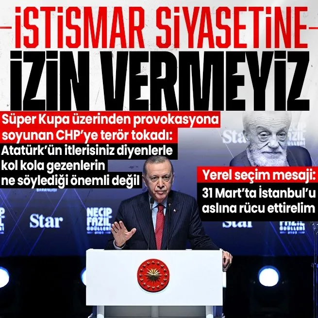 Başkan Erdoğandan Necip Fazıl Ödülleri programında önemli açıklamalar: Sporun siyasi meze haline getirilmesine izin vermeyiz