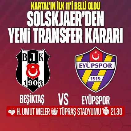 Beşiktaş'ın Eyüpspor maçı ilk 11'i belli oldu