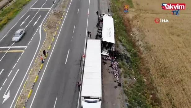 Rusya'ya 48 bin dolarlık kiraz taşıyan tır kaza yaptı