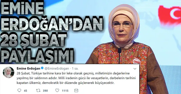 Emine Erdoğan'dan 28 Şubat paylaşımı