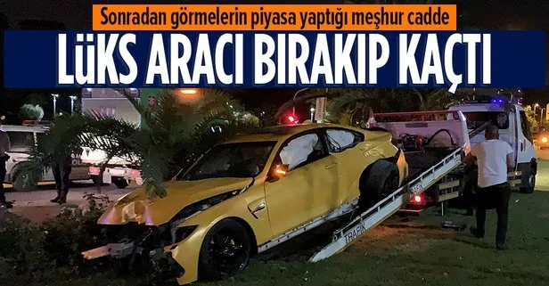 Caddebostan Sahili’nde aşırı hızlı lüks otomobiliyle kaza yapan sürücü olay yerinden kaçtı