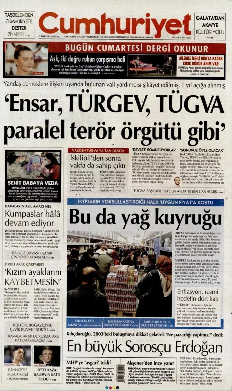 PKK'ya methiyeler düzen Cumhuriyet Gazetesi; Ensar, TÜRGEV ve TÜGVA gibi vakıfları terör örgütü gibi göstermeye çalıştı