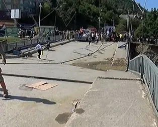 Sinop’ta panik anları! Köprüde çökme tehlikesi