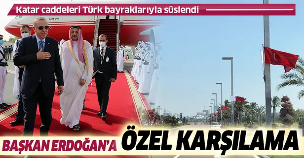 Başkan Erdoğan Katar caddelerinde Türk bayrakları ile karşılandı