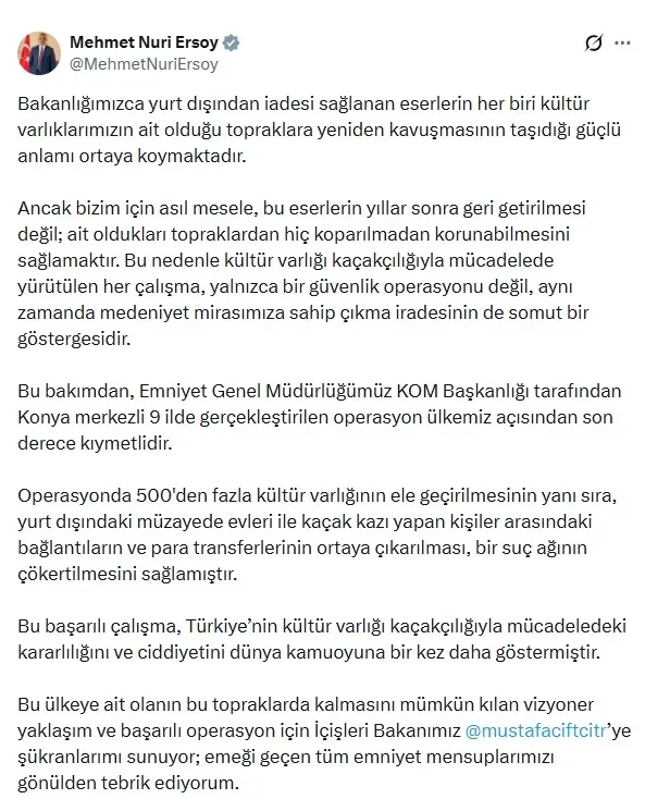 9-ilde-tarihi-eser-kacakcilarina-darbe-10-supheli-tutuklandi-1778871165880.jpeg Bakan Ersoy duyurdu: 9 ilde tarihi eser kaçakçılarına darbe! 500’den fazla kültür varlığı ele geçirildi-4