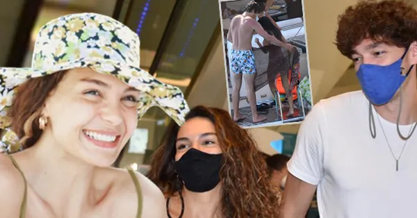 Ebru Şahin ile Cedi Osman tekne tatilinde yakalandı havlulu önlem gecikmedi! Cedi Osman sevgilisinin imdadına yetişti işte o anlar