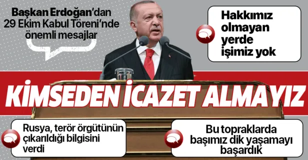 Başkan Erdoğan'dan 29 Ekim Cumhuriyet Bayramı Kabul Töreni'nde önemli açıklamalar