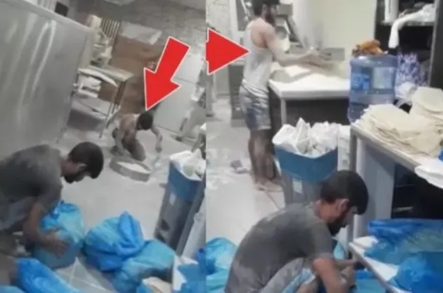 Sosyal medyada infial yaratan görüntüler! Edirne'de fırında yere dökülen unları kürekle toplayıp lavaş yaptı!