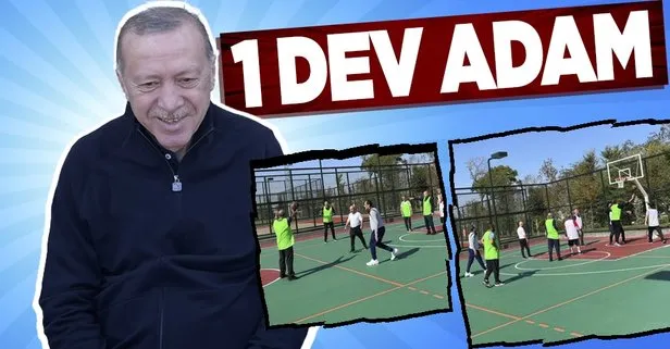 Başkan Recep Tayyip Erdoğan sabah basketbol maçında fark attı
