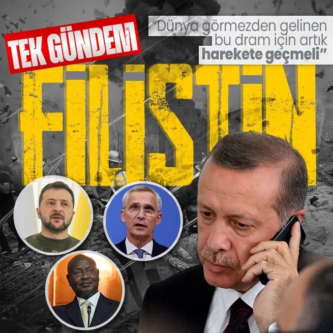 Son dakika: Başkan Erdoğandan Filistin diplomasisi! Stoltenberg, Zelenskiy, Museveni ve Muizzu...