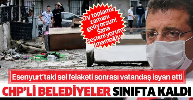 Esenyurt'ta evleri su içerisinde kalan vatandaşlar CHP'li İmamoğlu'na isyan etti-1