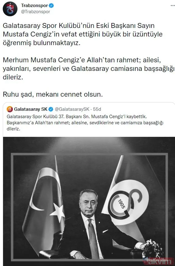 Eski Galatasaray Başkanı Mustafa Cengiz hayatını kaybetti! Spor dünyası tek yürek: Peş peşe taziye mesajları - 9