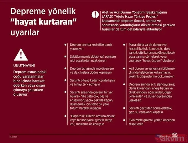 Deprem çantasında bulunması gerekenler nelerdir? Deprem anında ne yapılmalı? Deprem sırasında ve sonrasında yapılması gerekenler nelerdir? - 6