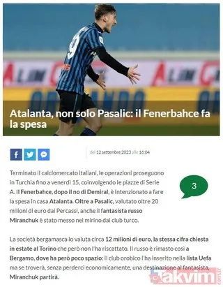 FENERBAHÇE TRANSFER HABERLERİ | Atalanta’nın yıldızı Fenerbahçe’ye! Pasalic derken...