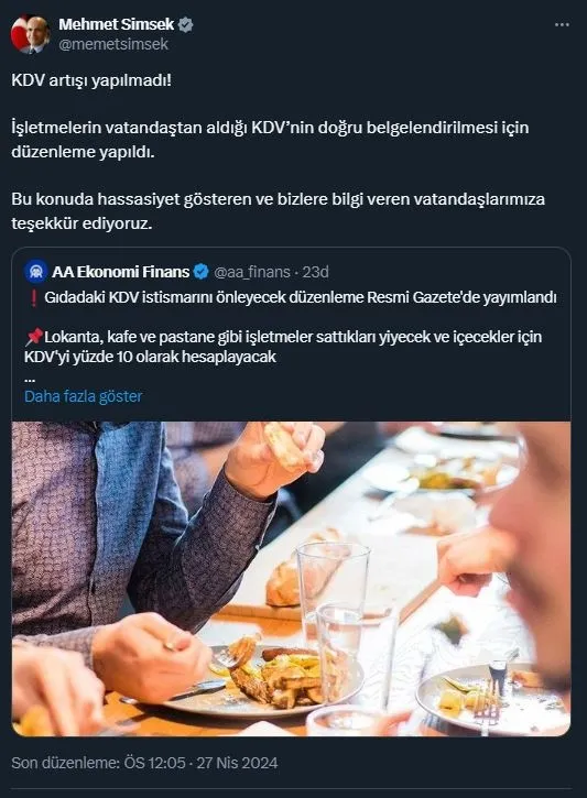 lokanta-ve-kafelerde-kdv-duzenlemesi-resmi-gazetede-yayimlandi-1714208754211.jpg Lokanta ve kafelerde KDV düzenlemesi! Resmi Gazete'de yayımlandı! Hazine ve Maliye Bakanı Mehmet Şimşek açıkladı: Artış yok-4