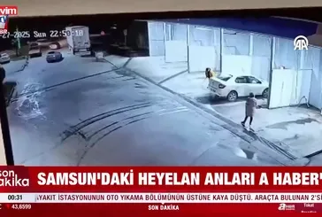 Samsun'daki heyelan anı kamerada!