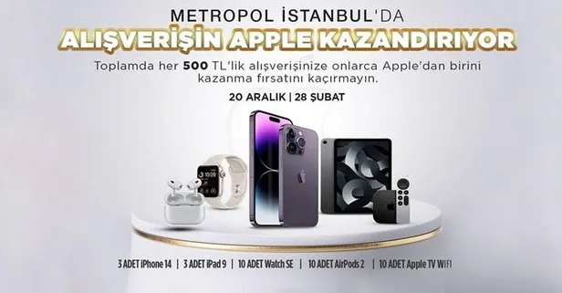 Metropol İstanbul çekiliş sonuçları belli oldu! Talihliler Iphone 14, Apple Ipad 9, Apple Watch SE, Apple TV 4K ve Aırpods kazandı