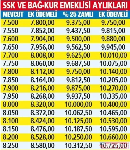 Emekliye yeni hesap çıktı! En düşük aylığa %25 fark eklendi! O tarihte yatacak! Tahsis no ile... - 28